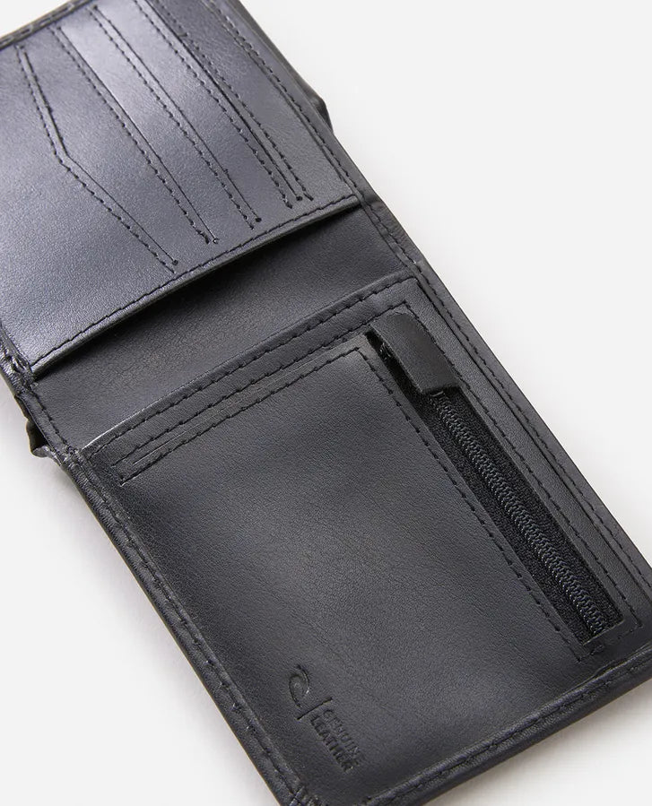 RIP CURL BRAND STRIPE RFID 2 IN 1 WALLET BLACK