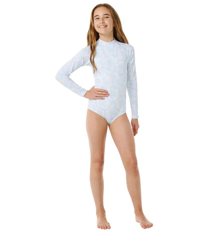Rip Curl Girls' Hibiscus Long Sleeve One Piece Swimsuit (Big Kid)