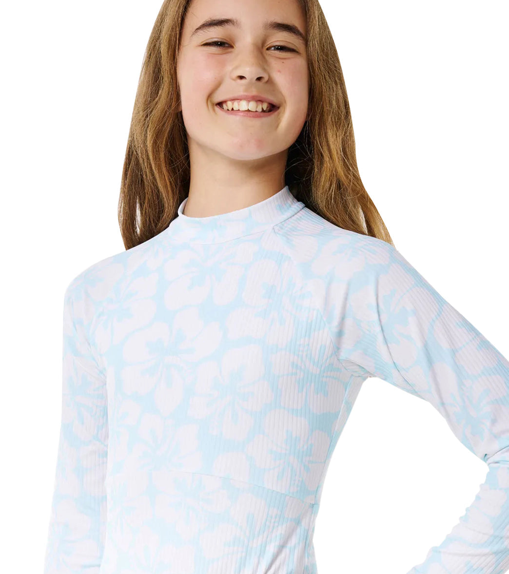 Rip Curl Girls' Hibiscus Long Sleeve One Piece Swimsuit (Big Kid)