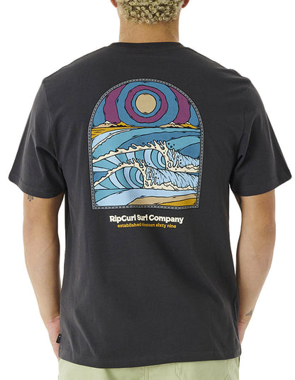 RIP CURL BLAZED AND TUBED TEE WASHED BLACK