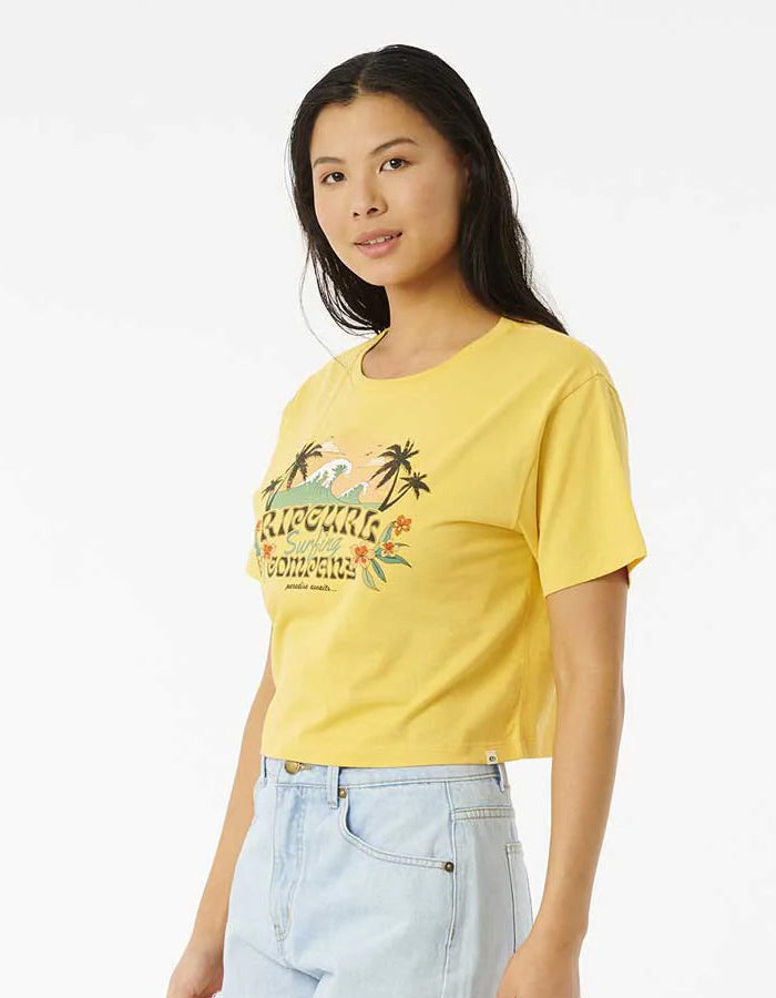 RIP CURL BRAZIALIAN SOUL CROP TEE LIGHT YELLOW