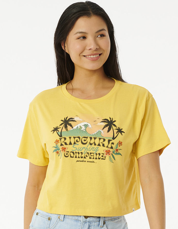 RIP CURL BRAZIALIAN SOUL CROP TEE LIGHT YELLOW