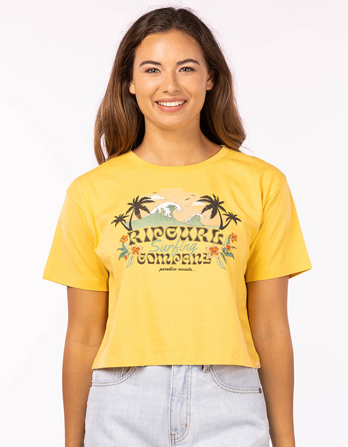 RIP CURL BRAZIALIAN SOUL CROP TEE LIGHT YELLOW