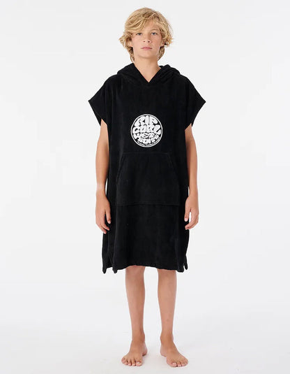 RIP CURL HOODED TOWEL BOYS BLACK 8-16 YEARS