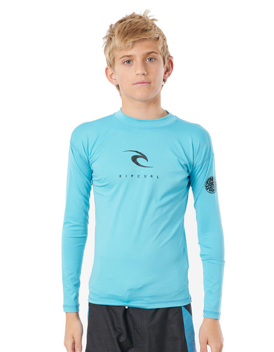 RIP CURL T-SHIRT BOYS CORP LONG SLEEVE UV 50+ BLUE