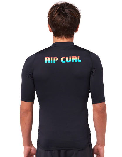 RIP CURL ICON PERF SHORT SLEEVE UV TEE BLACK