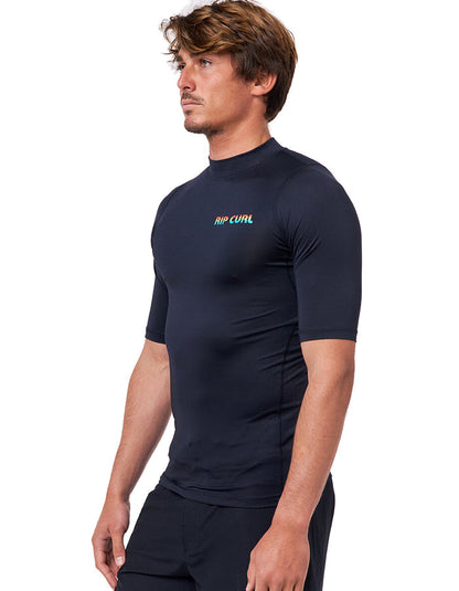 RIP CURL ICON PERF SHORT SLEEVE UV TEE BLACK
