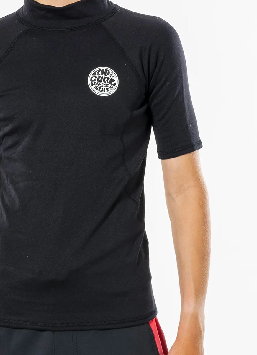 RIP CURL THERMOPRO JUNIOR SHORT SLEEVE BLACK