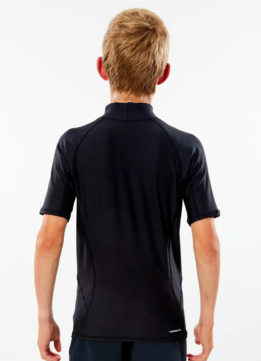 RIP CURL THERMOPRO JUNIOR SHORT SLEEVE BLACK
