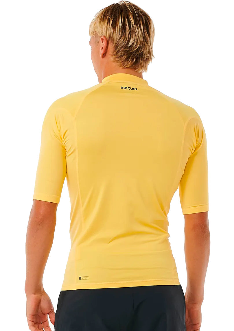 RIP CURL WAVES UV SHORT SLEEVE RASH VEST UPF50+ YELLOW