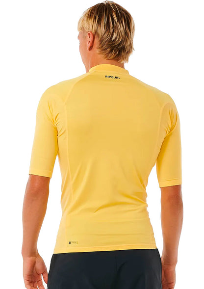 RIP CURL WAVES UV SHORT SLEEVE RASH VEST UPF50+ YELLOW