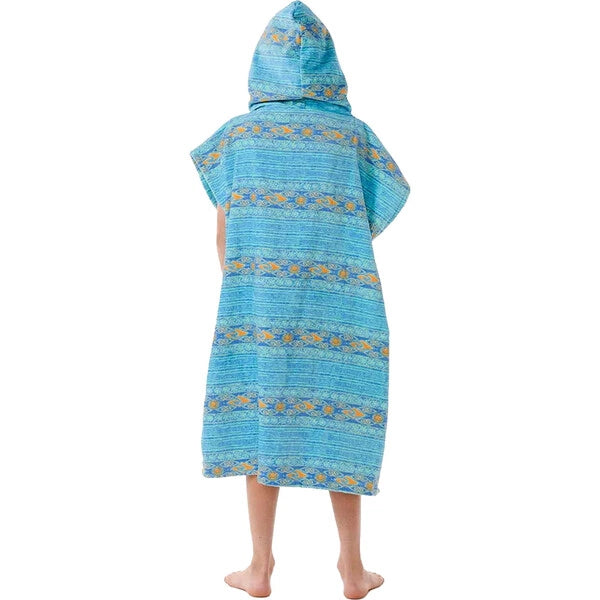 RIP CURL MIXED HOODED PONCHO BOY OCEAN LIGHT AQUA
