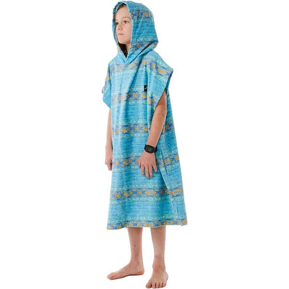 RIP CURL MIXED HOODED PONCHO BOY OCEAN LIGHT AQUA