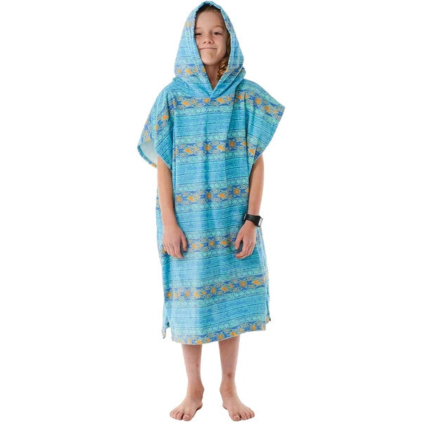 RIP CURL MIXED HOODED PONCHO BOY OCEAN LIGHT AQUA