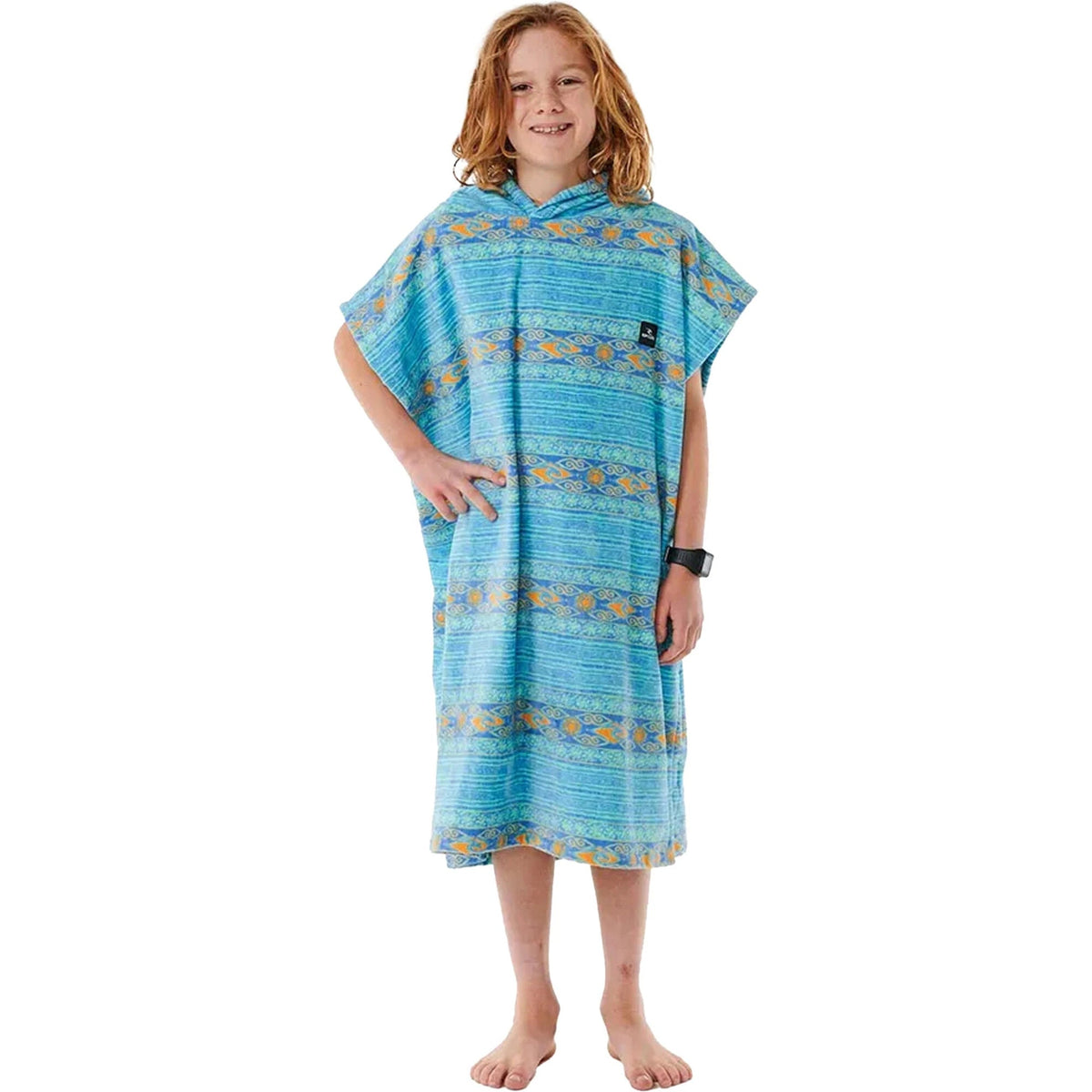 RIP CURL MIXED HOODED PONCHO BOY OCEAN LIGHT AQUA