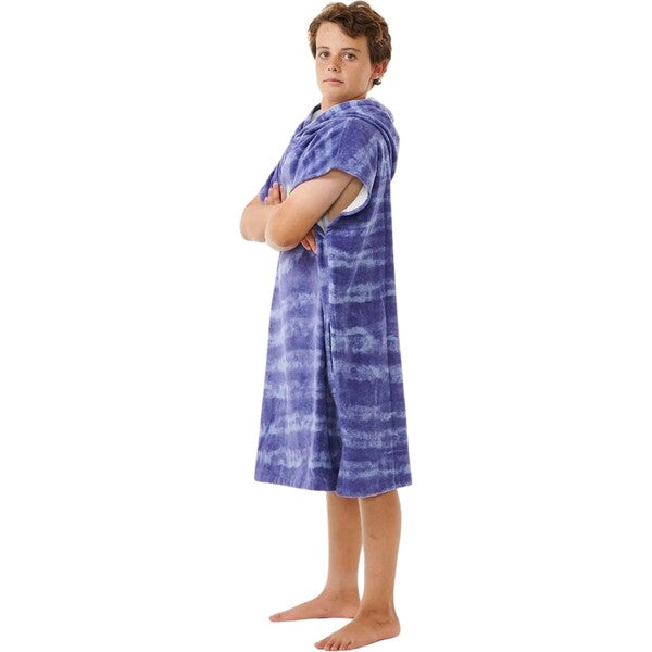 RIP CURL MIXED HOODED PONCHO BOY OCEAN BLUE TIE
