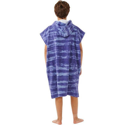 RIP CURL MIXED HOODED PONCHO BOY OCEAN BLUE TIE