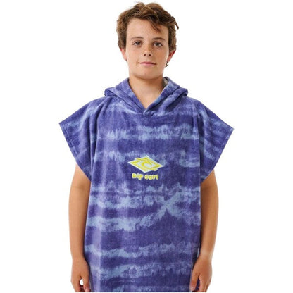 RIP CURL MIXED HOODED PONCHO BOY OCEAN BLUE TIE