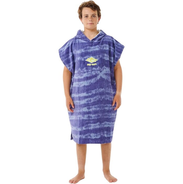 RIP CURL MIXED HOODED PONCHO BOY OCEAN BLUE TIE