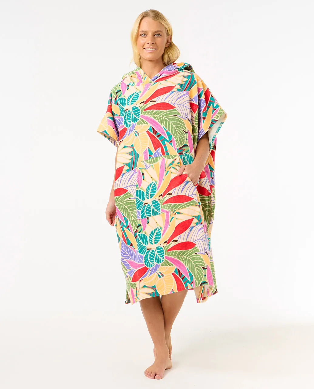 RIP CURL MIXED HOODED PONCHO DARK CHOCOLATE