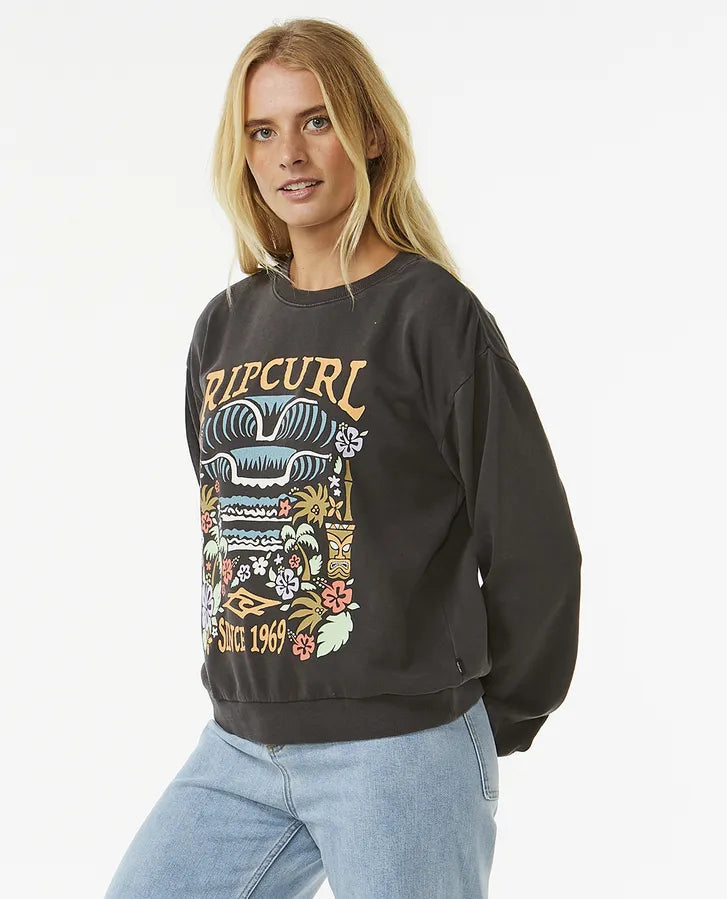 RIP CURL TIKI TROPIC FLEECE WASHED BLACK