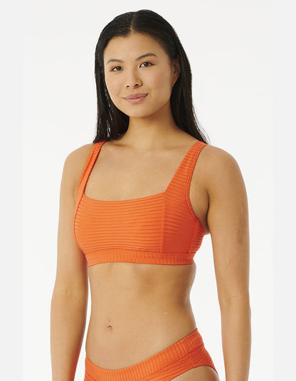 RIP CURL TOP PREMIUM SURF D CUP CROP HOT ORANGE