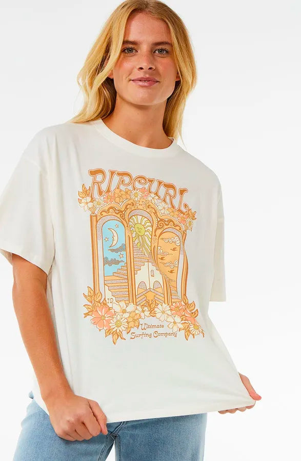 RIP CURL TROPICAL TOUR HERITAGE SHORT SLEEVE TEE BONE