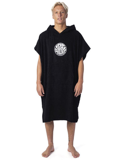 RIP CURL LOGO HOODED TOWEL PONCHO BLACK
